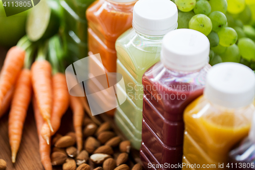 Image of bottles with different fruit or vegetable juices