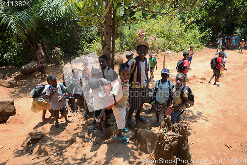 Image of Malagasy school children waiting for a lesson
