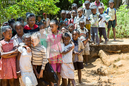 Image of Malagasy school children waiting for a lesson