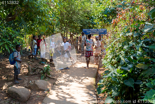 Image of Malagasy school children waiting for a lesson