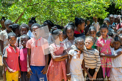 Image of Malagasy school children waiting for a lesson