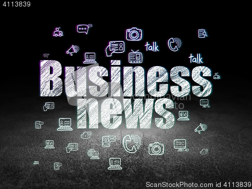 Image of News concept: Business News in grunge dark room