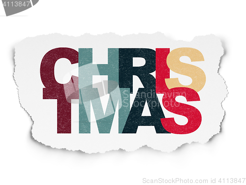 Image of Holiday concept: Christmas on Torn Paper background