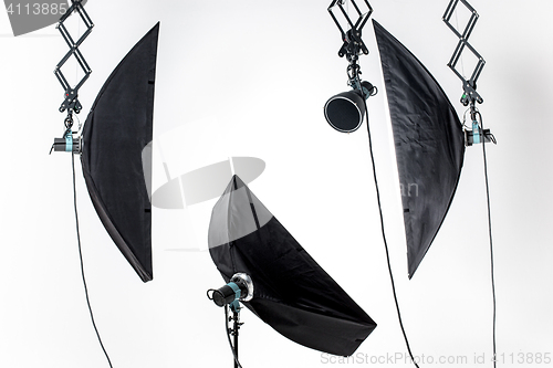 Image of Empty photo studio with lighting equipment