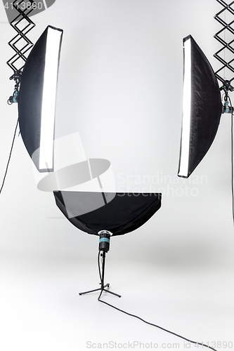 Image of Empty photo studio with lighting equipment