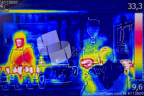 Image of Infrared Thermal image street stand selling food