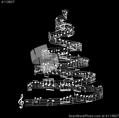 Image of Christmas tree from music notes