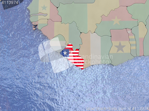 Image of Liberia with flag on globe