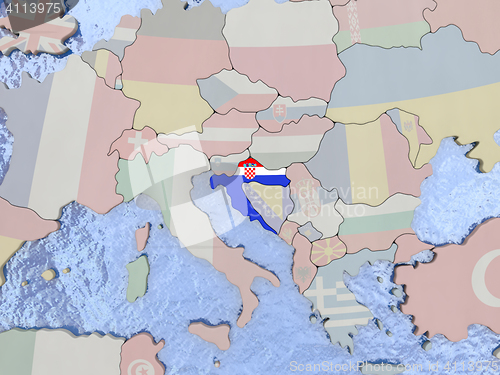 Image of Croatia with flag on globe