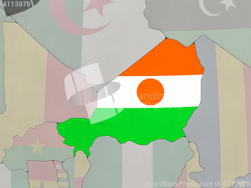 Image of Niger with flag on globe