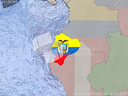 Image of Ecuador with flag on globe