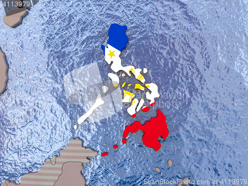 Image of Philippines with flag on globe