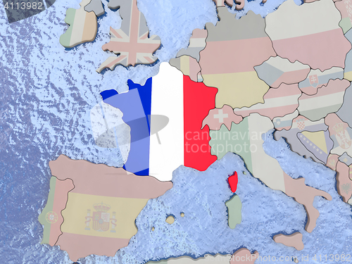 Image of France with flag on globe