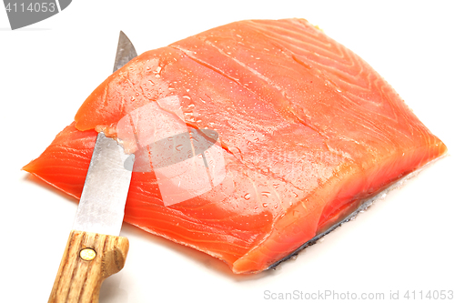 Image of Salmon slicing with knife