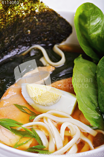 Image of Fish ramen soup closeup