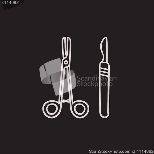 Image of Surgical instruments sketch icon.