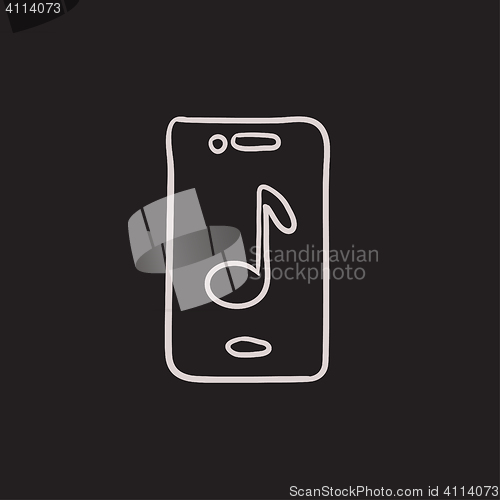 Image of Phone with musical note sketch icon.