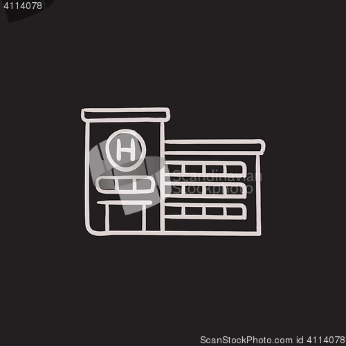 Image of Hospital building sketch icon.