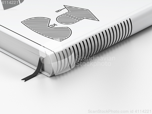 Image of Science concept: closed book, Student on white background