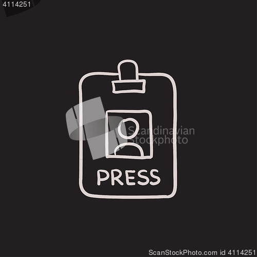 Image of Press pass ID card sketch icon.