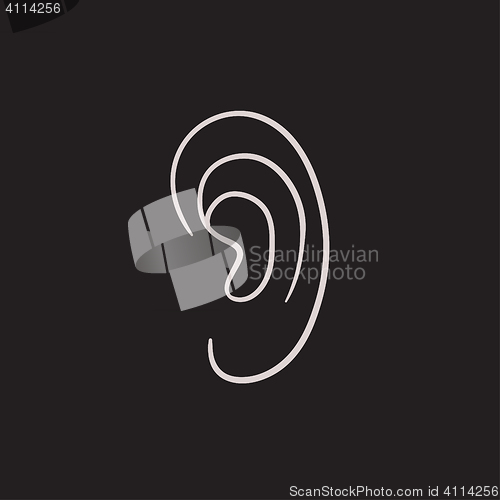 Image of Human ear sketch icon.