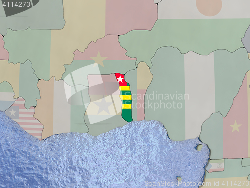 Image of Togo with flag on globe