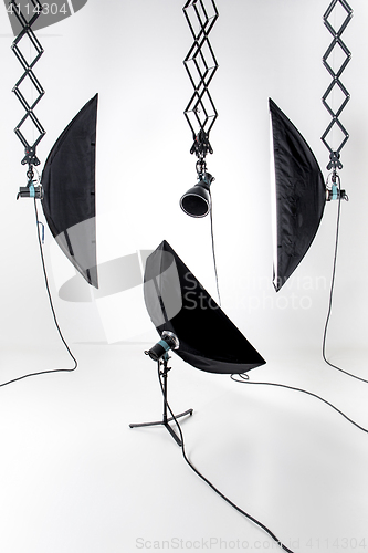 Image of Empty photo studio with lighting equipment