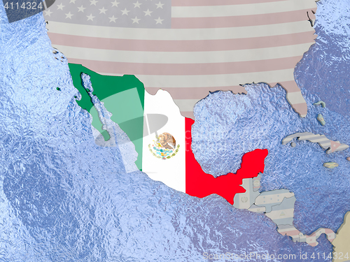 Image of Mexico with flag on globe