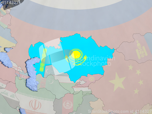 Image of Kazakhstan with flag on globe