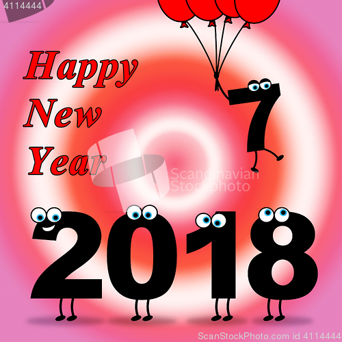 Image of Twenty Eighteen Indicates Happy New Year And Celebrate