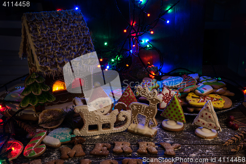 Image of Gingerbread house with lights