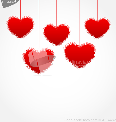 Image of Red hanging hearts for Valentines Day with copy space for your t