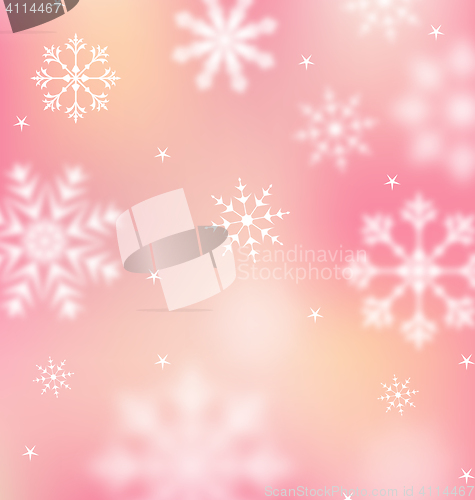 Image of New Year pink wallpaper with snowflakes