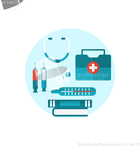 Image of Set modern flat medical icons