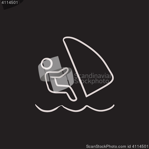 Image of Wind surfing sketch icon.