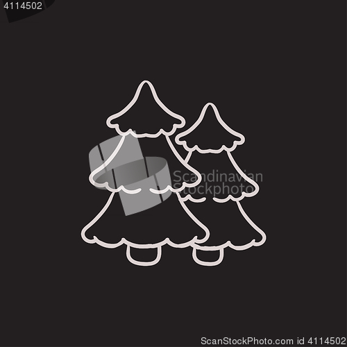 Image of Pine trees sketch icon.