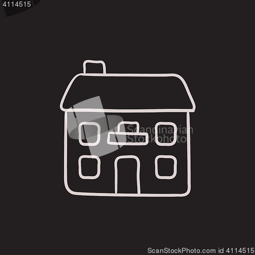 Image of Two storey detached house sketch icon.