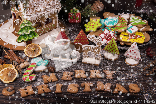 Image of Gingerbread house with lights