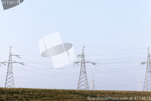 Image of High-voltage poles, close-up