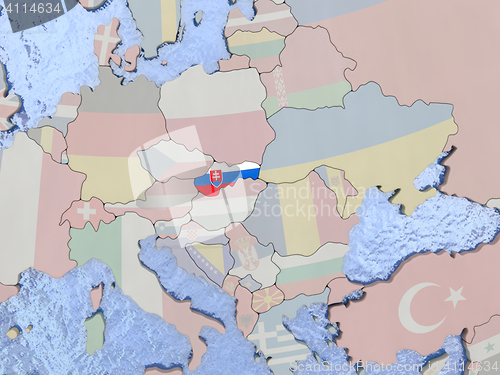 Image of Slovakia with flag on globe