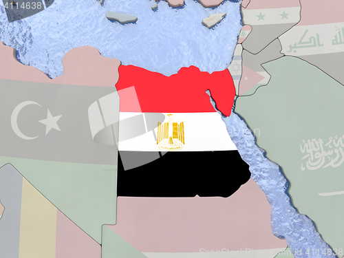 Image of Egypt with flag on globe