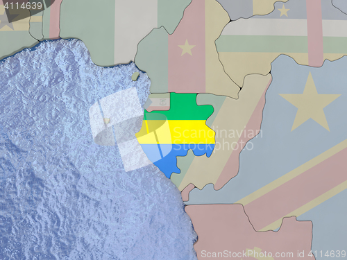 Image of Gabwith flag on with flag on globe
