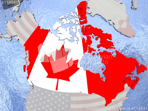Image of Canada with flag on globe