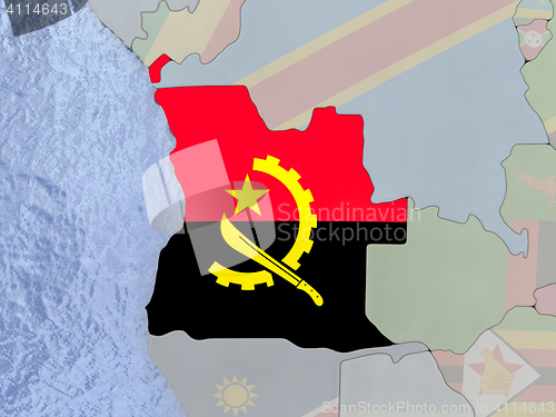 Image of Angola with flag on globe