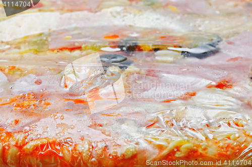 Image of Frozen pizza closeup