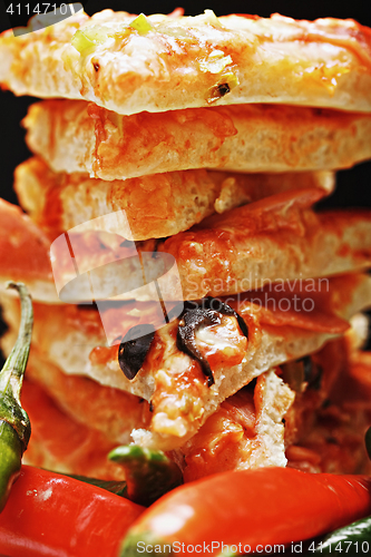 Image of Pizza and chili closeup