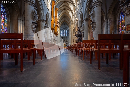 Image of BRUSSELS, BELGIUM-NOVEMBER 23, 2014: The Cathedral of St. Michael and St. Gudula, 1000 year old cathedral in the Capital