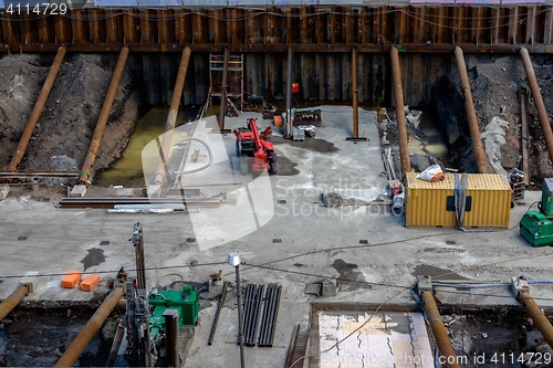 Image of Industrial interior with bulldozer inside