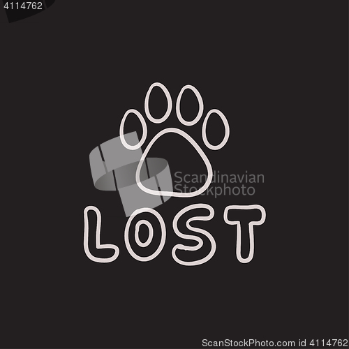 Image of Lost dog sign sketch icon.