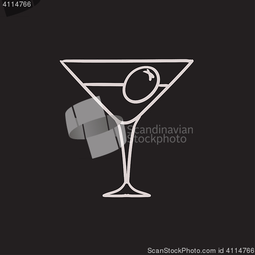 Image of Cocktail glass sketch icon.